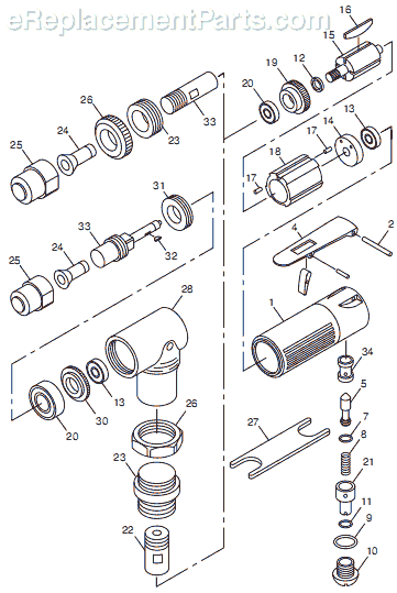 Page A Diagram and Parts List for CP875 8941108751 Chicago Pneumatic Sander